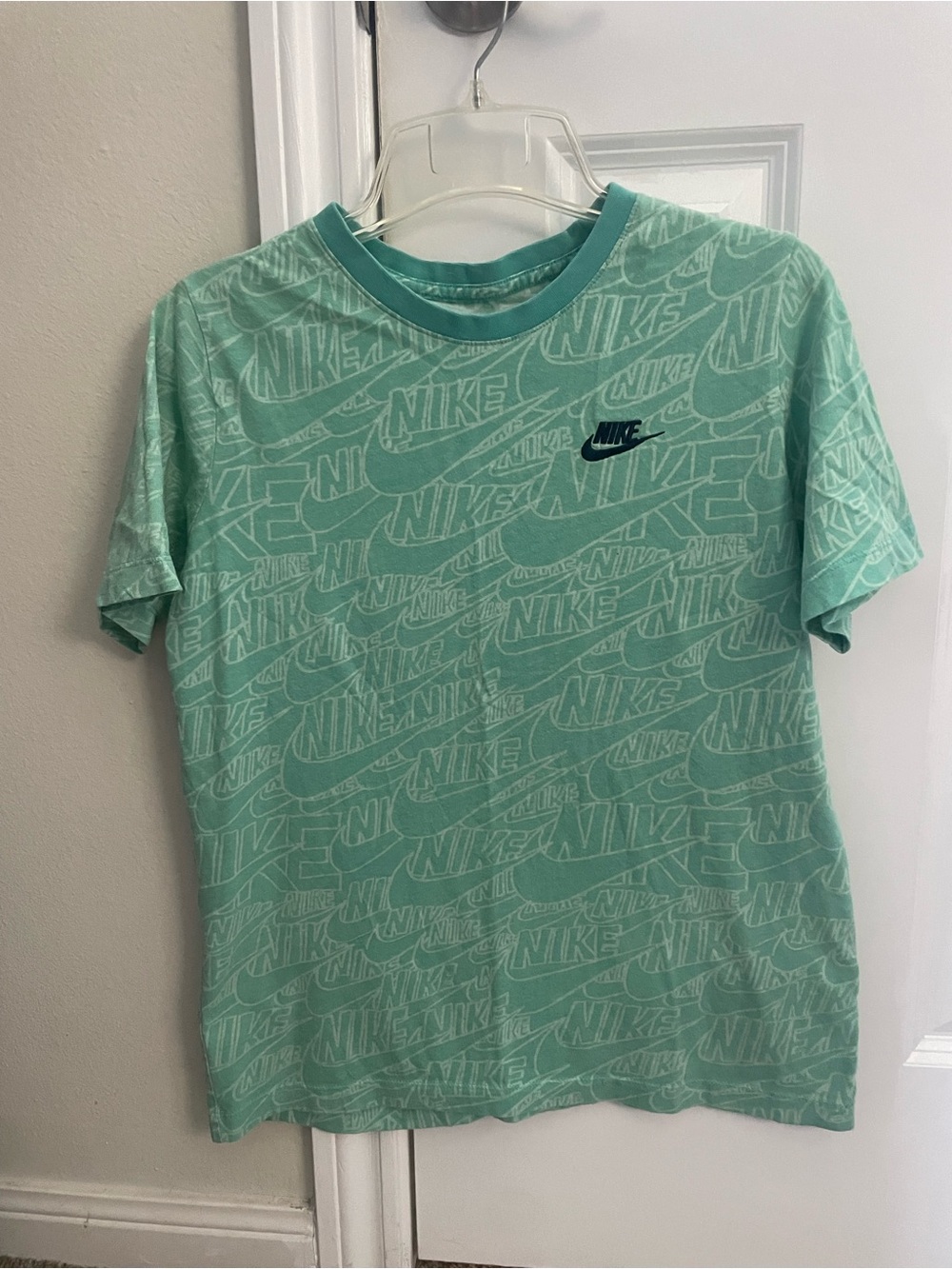 Nike Mint Green Allover Logo Short Sleeve Tee